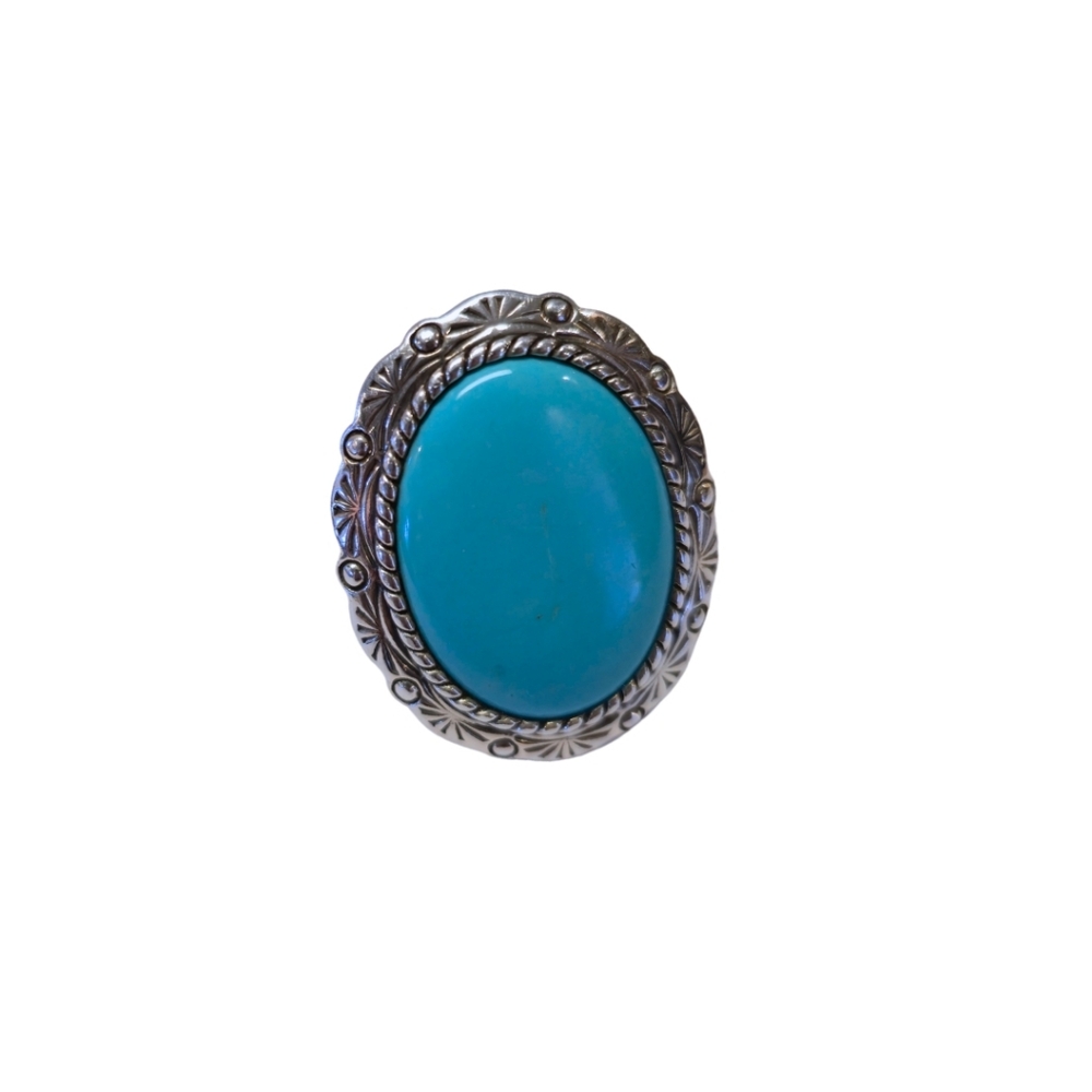 Carolyn Pollack Sterling Silver Turquoise Concha Style Ring
